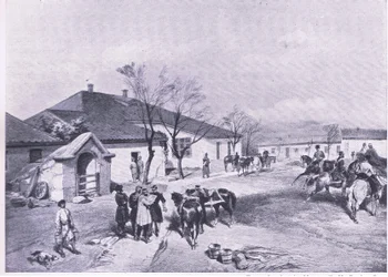 Lord Raglans Hauptquartier in Khutor-Karagatch, Illustration aus British Battles on Land and Sea, 1915