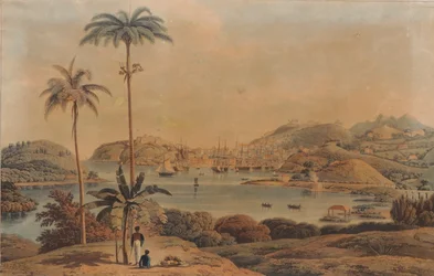 Ansicht der Stadt St. George und Richmond Heights auf der Insel Grenada, vom Bay aus gesehen von Lieutenant Colonel Wilson, 1819