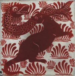 Mystisches Tier greift einen Fisch an