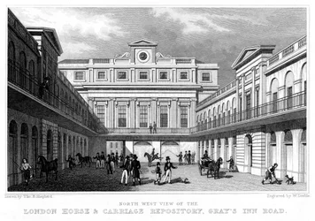 London Horse and Carriage Repository, Grays Inn Road, 1828