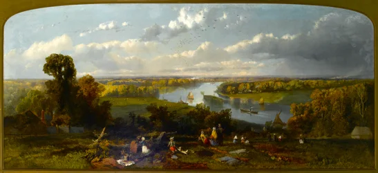 Picknick auf dem Richmond Hill mit Blick auf die Themse, Surrey