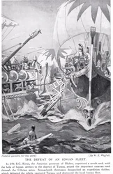 Die Niederlage einer ionischen Flotte, Illustration aus 