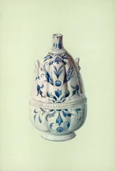 Flasche, Medici-Porzellan, florentinisch (Farblithografie)