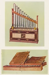 Musikinstrumente: Tragbare Orgel und Bibelregal