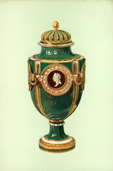 Vase, Sèvres, grüner Grund