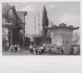 Brunnen und Markt in Tophanne (Gravur)