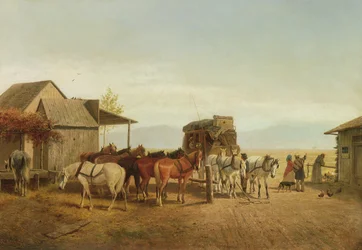 Kalifornische Postkutschenpause, 1875