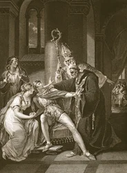 Edwy und Elgiva, graviert von Isaac Taylor, Illustration aus David Humes 