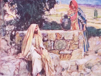 Christus und die Frau von Samaria, aus Die Bibelgeschichte, veröffentlicht von Hodder & Stoughton, ca. 1930