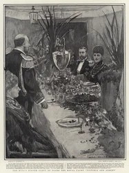 Das Abendessen des Königs an Bord der königlichen Yacht Victoria und Albert
