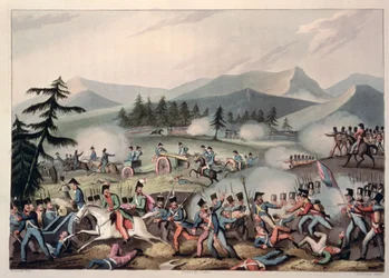 Schlacht von Barrosa, 5. März 1811, geätzt von I. Clarke, aquatintiert von M. Dubourg, 1811