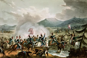 Schlacht von Morales, 2. Juni 1813, graviert von Thomas Sutherland