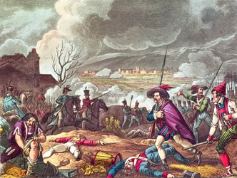 Die Schlacht von Toulouse, 10. April 1814, graviert von J.C. Stadler (Aquatinta)