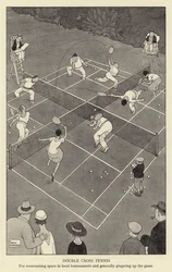 Doppelkreuz-Tennis zur Platzersparnis bei lokalen Turnieren und zur allgemeinen Belebung des Spiels