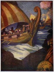 Viele waren die Helden, die aus Griechenland segelten (Farblithografie)