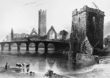 Englische Landschaft, Salon von 1843, nach einem Gemälde von W.H. Bartlett, Stich von J. Cousen