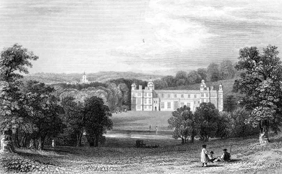 Audley End, Essex, gestochen von Henry Adlard, 1832