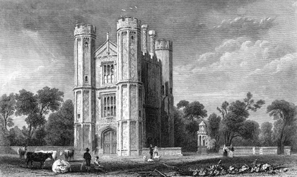 Leighs Priory, Essex, graviert von E. Young, 1832