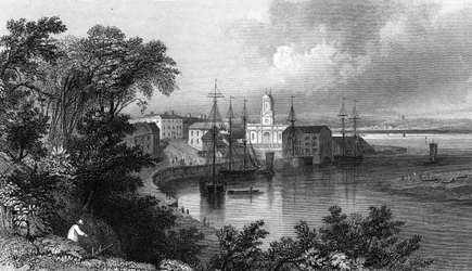Mistley Quay, nahe Harwich, Essex, graviert von John Rogers, 1832