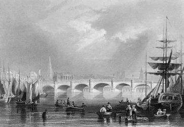Neue Brücke und Broomielaw, Glasgow, ca. 1840