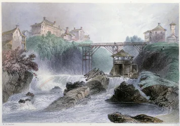 Brücke in Sherbrooke - in „Canadian Scenery illustrated“ von William Henri Barlett, ed. George Virtue