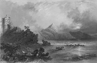 Überreste des Hafens von Seleucia, nahe Suadeah, Berg Casius in der Ferne