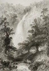 Der Wasserfall, Powerscourt, County Wicklow, Irland, aus 