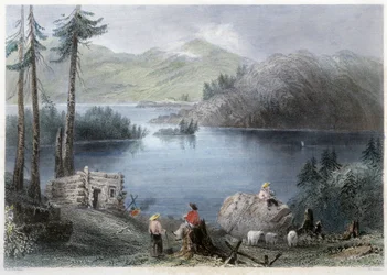 Blick auf den See und das Ufer - in „Canadian Scenery Illustrated“ von Bartlett W. H.