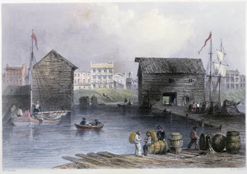 Ansicht der Docks von Toronto - in „Canadian scenery illustrated“ von Bartlett W. H.