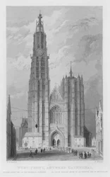 Westfassade der Kathedrale von Antwerpen (Stich)