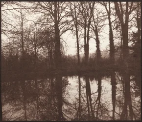 Winterbäume, die sich in einem Teich spiegeln, 1841-42