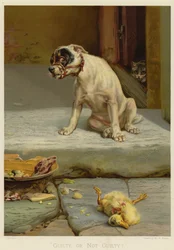 Schuldig oder nicht schuldig (Chromolithografie)