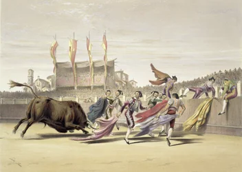 Chulos spielen den Stier