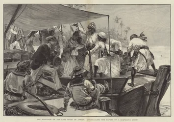 Die Blockade an der Ostküste Afrikas, Überprüfung der Papiere einer verdächtigen Dhow