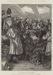 Gedenken an die Schlacht von Trafalgar, HMS Victory am 21. Oktober 1886 in Portsmouth