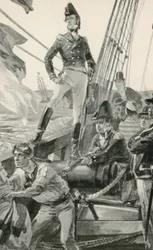 Lord Cochrane signalisiert um Hilfe, um die französische Flotte anzugreifen