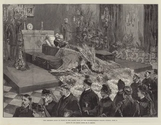 Der Kaiser aufgebahrt in der Jaspishalle des Friedrichskron-Palastes, Sonntag, 17. Juni