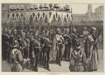 Die Kaiserkrönung in Moskau, Prozession des Kaisers und der Kaiserin nach der Krönung