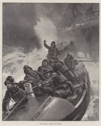 Das Rettungsboot nähert sich dem Wrack