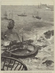 Der Prinz von Wales und der Herzog von Edinburgh legen den Grundstein des neuen Eddystone-Leuchtturms