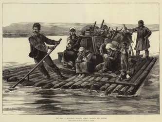 Der Krieg, eine bulgarische Bauernfamilie überquert die Donau