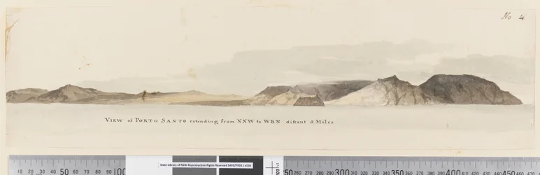 Seite 4 Blick auf Porto Santo von NNW bis WBW in 5 Meilen Entfernung