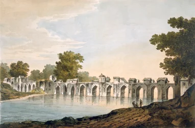 Ansicht der Brücke bei Ilionpoor über den Fluss Goomty aus 