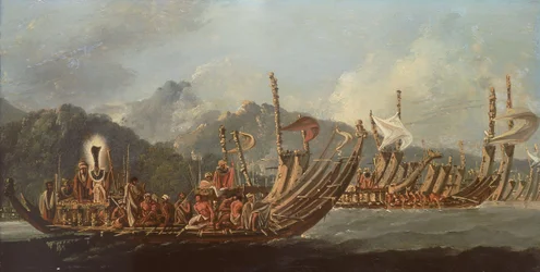 Überprüfung der Kriegsgaleeren in Tahiti