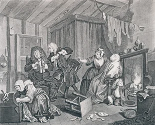 Der Lebensweg einer Dirne, Tafel Fünf: Stirbt, während die Ärzte streiten, 1732