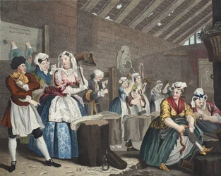 Der Lebensweg einer Dirne, Platte IV: Szene in Bridewell, Illustration aus 