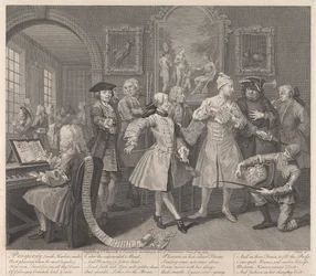 Der Lebensweg eines Wüstlings, Tafel 2: Sein Morgenempfang