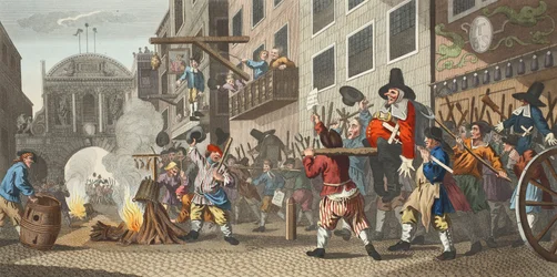 Verbrennung der Rümpfe am Temple-Barr, Illustration aus 