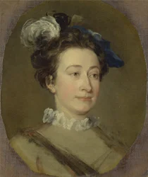 Mädchen mit Federhut, um 1740