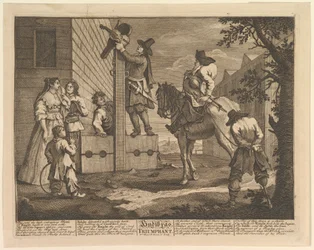 Hudibras triumphierend Zwölf große Illustrationen für Samuel Butlers Hudibras, Tafel 4, 1725-68